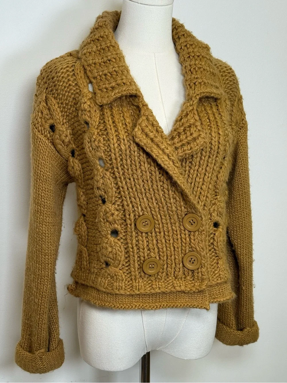 Nanette Lepore Chunky Soft Alpaca Wool Blend Cropped Cardigan Women’s Size XS